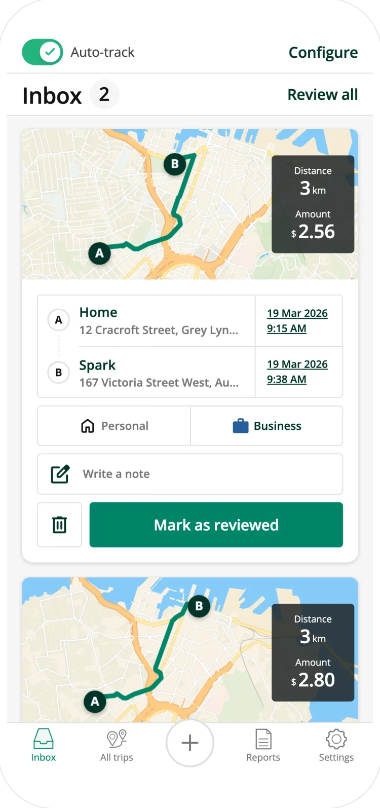 Driversnote classifying trips